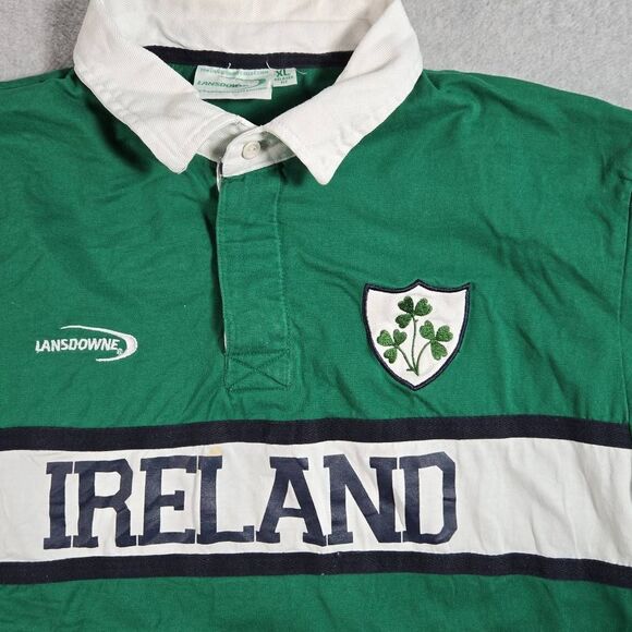 LANSDOWNE IRELAND RUGBY POLO SHIRT LONG SLEEVE MENS SMALL XL - Picture 2 of 9